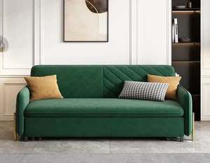 Velvet Convertible Sofa Bed with Hidden Storage and Metal Frame, Dark Green, Metal and Tech Cloth, Sofa Beds Velvet Convertible Sofa Bed with Hidden Storage and Metal Frame, Dark Green, Metal and Tech Cloth, Sofa Beds