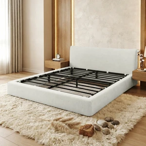 Queen Size Compression Bed Cotton Linen Fabric, Wraparound Design with Vacuum Sealed Foam Iron Frame Assembly Required Queen Size Compression Bed Cotton Linen Fabric, Wraparound Design with Vacuum Sealed Foam Iron Frame Assembly Required