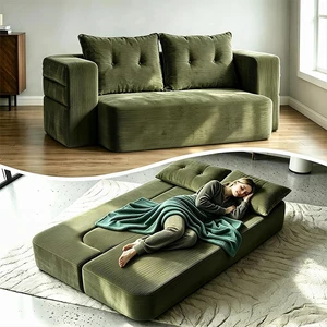 Corduroy Floor Convertible Sofa Bed Folding Sleeper Couch with High Density Foam Mattress Assembly Require for Living Corduroy Floor Convertible Sofa Bed Folding Sleeper Couch with High Density Foam Mattress Assembly Require for Living