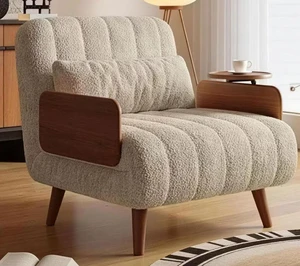 Convertible Accent Chair Sofa Bed with Armrests Lounge Sleeper, Beige, Fabric, Foam and Solid Wood Convertible Accent Chair Sofa Bed with Armrests Lounge Sleeper, Beige, Fabric, Foam and Solid Wood