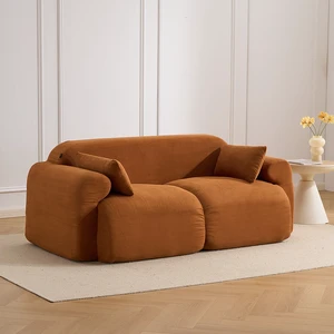 Seater Block Modular Sofa, Rounded Edge Upholstered Couch Extra Deep Seat Edgeless Accent Sofa for Small Living, Brown Seater Block Modular Sofa, Rounded Edge Upholstered Couch Extra Deep Seat Edgeless Accent Sofa for Small Living, Brown