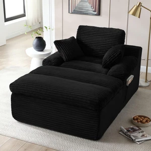 Chaise Lounge Chair Indoor, Couch Assembly Wide Armrests Dual Layer Cushion Cloud Reading Chair for Living Corduroy Chaise Lounge Chair Indoor, Couch Assembly Wide Armrests Dual Layer Cushion Cloud Reading Chair for Living Corduroy