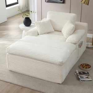 Chaise Lounge Chair Indoor, Couch Assembly Wide Armrests Dual Layer Cushion Cloud Reading Chair for Living Corduroy Chaise Lounge Chair Indoor, Couch Assembly Wide Armrests Dual Layer Cushion Cloud Reading Chair for Living Corduroy