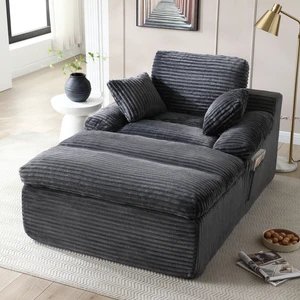 Chaise Lounge Chair Indoor, Couch Assembly Wide Armrests Dual Layer Cushion Cloud Reading Chair for Living Corduroy Chaise Lounge Chair Indoor, Couch Assembly Wide Armrests Dual Layer Cushion Cloud Reading Chair for Living Corduroy