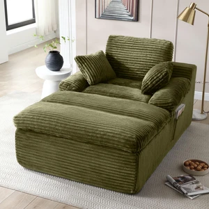 Chaise Lounge Chair Indoor, Couch Assembly Wide Armrests Dual Layer Cushion Cloud Reading Chair for Living Corduroy Chaise Lounge Chair Indoor, Couch Assembly Wide Armrests Dual Layer Cushion Cloud Reading Chair for Living Corduroy