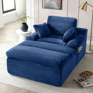 Chaise Lounge Chair Indoor, Couch Assembly Wide Armrests Dual Layer Cushion Cloud Reading Chair for Living Corduroy Chaise Lounge Chair Indoor, Couch Assembly Wide Armrests Dual Layer Cushion Cloud Reading Chair for Living Corduroy
