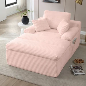 Chaise Lounge Chair Indoor, Couch Assembly Wide Armrests Dual Layer Cushion Cloud Reading Chair for Living Corduroy Chaise Lounge Chair Indoor, Couch Assembly Wide Armrests Dual Layer Cushion Cloud Reading Chair for Living Corduroy