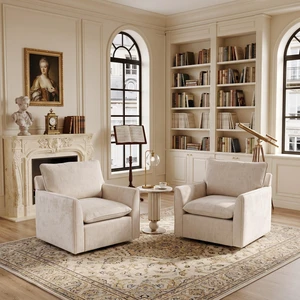 360° Swivel Accent Chair Set, Two Seater Sofa Armchairs Upholstered Club Chairs for Living Reading Chenille Fabric 360° Swivel Accent Chair Set, Two Seater Sofa Armchairs Upholstered Club Chairs for Living Reading Chenille Fabric