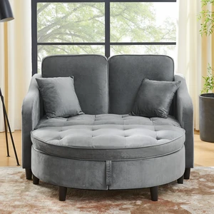 Two Seater Sofa with Curved Storage Footstool and USB Charging, Adjustable Backrest and Side Pockets Comes with Two Two Seater Sofa with Curved Storage Footstool and USB Charging, Adjustable Backrest and Side Pockets Comes with Two