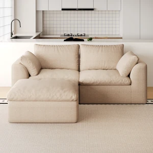 78.8 Inch Vacuum Packed Cloud Sofa Seater L-Shaped with Single Chaise Lounge, Modular Compressed Sectional Couch 78.8 Inch Vacuum Packed Cloud Sofa Seater L-Shaped with Single Chaise Lounge, Modular Compressed Sectional Couch