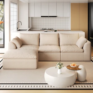 108.3 Inch Vacuum Packed Cloud Sofa Seater L-Shaped with Single Chaise Lounge, Modular Compressed Sectional Couch 108.3 Inch Vacuum Packed Cloud Sofa Seater L-Shaped with Single Chaise Lounge, Modular Compressed Sectional Couch
