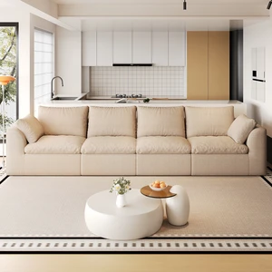 137.9 Inch Vacuum Packed Cloud Sofa Seater Modular Compressed Straight Sofa Couch, Removable Covers for Living, Khaki 137.9 Inch Vacuum Packed Cloud Sofa Seater Modular Compressed Straight Sofa Couch, Removable Covers for Living, Khaki