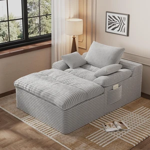 Single Seat Sofa, Corduroy Fabric Deep Seat Couches Assembly 1 pcs, Light Grey, Foam Single Seat Sofa, Corduroy Fabric Deep Seat Couches Assembly 1 pcs, Light Grey, Foam