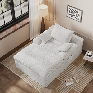 Single Seat Sofa, Corduroy Fabric Deep Seat Couches Assembly 1 pcs, Cream White, Foam Single Seat Sofa, Corduroy Fabric Deep Seat Couches Assembly 1 pcs, Cream White, Foam