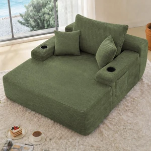 Convertible Chaise Lounge Chair with Wide Armrest and Throw Pillows, Sleeper Sofa Bed Armchair with Cup Holder Convertible Chaise Lounge Chair with Wide Armrest and Throw Pillows, Sleeper Sofa Bed Armchair with Cup Holder