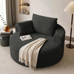 50 Inch Round Chair Lounge Chaise Indoor, Upholstered Cloud Circle Chair with Deep Seat Assembly Required Fluffy 50 Inch Round Chair Lounge Chaise Indoor, Upholstered Cloud Circle Chair with Deep Seat Assembly Required Fluffy