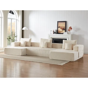 Freely Configurable U-Shaped Modular Sofa, 137 Inch Extra Large Foam Sofa with Removable Armrests, Beige, Corduroy Freely Configurable U-Shaped Modular Sofa, 137 Inch Extra Large Foam Sofa with Removable Armrests, Beige, Corduroy