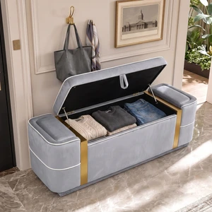 Storage Bench Upholstered Ottoman Bench Bed End Storage Seat Entryway Shoe for Living, Grey, Velvet, Benches Storage Bench Upholstered Ottoman Bench Bed End Storage Seat Entryway Shoe for Living, Grey, Velvet, Benches