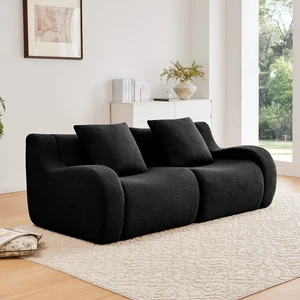Soft Teddy Fabric Sofa, Assembly Required Streamlined Design Anti Slip Design 32d High Density Sponge Fits Living Soft Teddy Fabric Sofa, Assembly Required Streamlined Design Anti Slip Design 32d High Density Sponge Fits Living