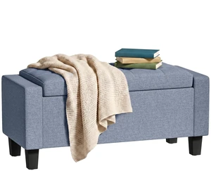 36.6 Inch Tufted Fabric Rectangular Storage Ottoman, Sitting Bench with Armrests and Wooden Legs Holds 528 LBS 36.6 Inch Tufted Fabric Rectangular Storage Ottoman, Sitting Bench with Armrests and Wooden Legs Holds 528 LBS