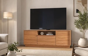 TV Stand for Tvs 65 Inches, Entertainment Center Two Doors One Drawer and One Open Shelf Hannover, Oak, Melamine, TV TV Stand for Tvs 65 Inches, Entertainment Center Two Doors One Drawer and One Open Shelf Hannover, Oak, Melamine, TV