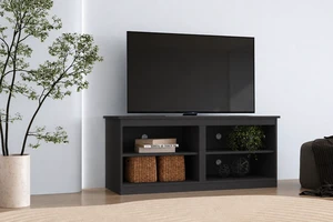 TV Stand for Tvs 50 Inch, Entertainment Center with Open Storage Shelves and Cable Management, Carbon Gray, Melamine TV Stand for Tvs 50 Inch, Entertainment Center with Open Storage Shelves and Cable Management, Carbon Gray, Melamine