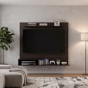 Stained Floating Wall-Mounted TV Stand with Media Storage, Walnut, Particle Board, TV Entertainment Furniture Stained Floating Wall-Mounted TV Stand with Media Storage, Walnut, Particle Board, TV Entertainment Furniture