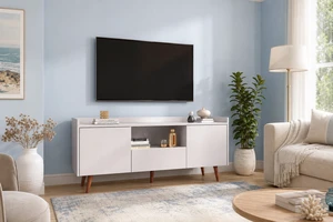 TV Stand for Tvs 60 Inches, Entertainment Center with Open Storage Shelf Two Doors One Drawer and Cable Management TV Stand for Tvs 60 Inches, Entertainment Center with Open Storage Shelf Two Doors One Drawer and Cable Management