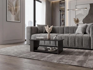 Rectangular Coffee Table with Open Storage Shelf, Living Stained, Walnut, Particle Board Rectangular Coffee Table with Open Storage Shelf, Living Stained, Walnut, Particle Board