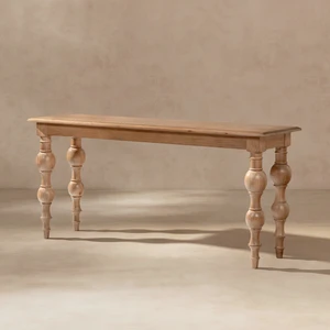 65 Inch Reclaimed Turned Leg Console Table, Brown, Pine 65 Inch Reclaimed Turned Leg Console Table, Brown, Pine