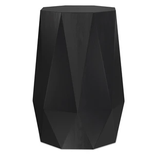 Jared 15 Inch Wide Solid Octagon Geometric Accent Table, Black, Wood Jared 15 Inch Wide Solid Octagon Geometric Accent Table, Black, Wood