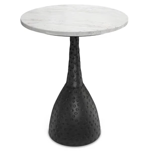 Kenzo 16 Inch Wide Aluminum and Side Table, Black, MDF Kenzo 16 Inch Wide Aluminum and Side Table, Black, MDF