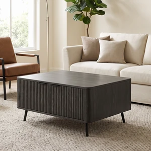 35.43 Inch l Square Coffee Table Lift Top, Black Woodgrain, Particle Board and MDF 35.43 Inch l Square Coffee Table Lift Top, Black Woodgrain, Particle Board and MDF