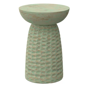 13 Inch Solid Mango Accent Table in Green Wash, Wood 13 Inch Solid Mango Accent Table in Green Wash, Wood
