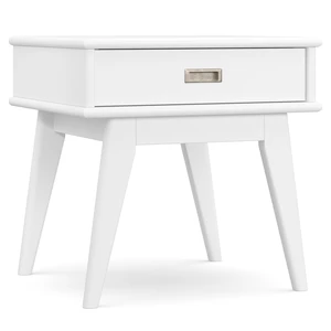 Baxter Solid Mid Century End Table, White, Wood and Metal Baxter Solid Mid Century End Table, White, Wood and Metal