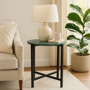 Side Table for Living with Metal Inch Height, Green, Marble and Metal Side Table for Living with Metal Inch Height, Green, Marble and Metal