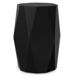 Cale 15 Inch Wide Solid Mango Polygon Geometric Accent Table, Black, Wood Cale 15 Inch Wide Solid Mango Polygon Geometric Accent Table, Black, Wood
