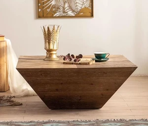 35 Inch Wabi Sabi Distressed Square Coffee Table Artistic, Natural, Solid Wood 35 Inch Wabi Sabi Distressed Square Coffee Table Artistic, Natural, Solid Wood