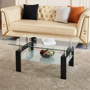 Tempered Clear Glass Coffee Table, Layers Coffee Table Living Center 100 55, Transparent Tempered Clear Glass Coffee Table, Layers Coffee Table Living Center 100 55, Transparent