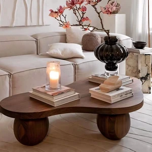 Organic Wooden Coffee Table with Sculptural Legs Accent Table for Living, Walnut, Plywood Organic Wooden Coffee Table with Sculptural Legs Accent Table for Living, Walnut, Plywood