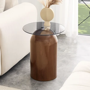 Small Coffee Table, Round Center Table Glass Coffee Small Mid Century Tempered Glass Top for Living Patio Study Hotel Small Coffee Table, Round Center Table Glass Coffee Small Mid Century Tempered Glass Top for Living Patio Study Hotel