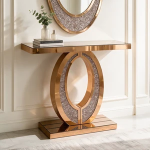Artisan Crafted Mirrored Accent Table, High Build for Every Interior Scene, Brown, MDF and Glass Artisan Crafted Mirrored Accent Table, High Build for Every Interior Scene, Brown, MDF and Glass