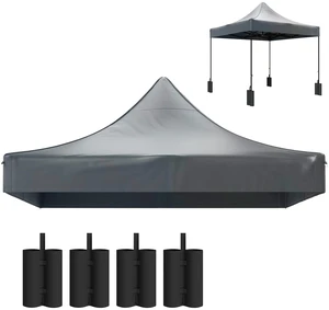 10 Canopy Replacement Cover with Weight Bags and Drainage Holes, Pop Canopy Cover Replacement Top, Dark Gray, Oxford 10 Canopy Replacement Cover with Weight Bags and Drainage Holes, Pop Canopy Cover Replacement Top, Dark Gray, Oxford