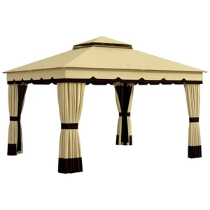 10 Patio Gazebo, Double Roof Outdoor Gazebo Canopy Shelter with Netting and Curtains Solid Metal Frame for Garden 10 Patio Gazebo, Double Roof Outdoor Gazebo Canopy Shelter with Netting and Curtains Solid Metal Frame for Garden