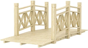 5 ft Wooden Garden Bridge with Safety Rails, Bridge Footbridge for Ponds Creeks Streams Nature, Natural Wood, Partice 5 ft Wooden Garden Bridge with Safety Rails, Bridge Footbridge for Ponds Creeks Streams Nature, Natural Wood, Partice