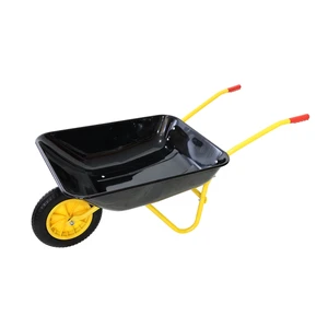 Steel Tray Wheel Barrow Trolley for Garden 12 Inch Pneumatic Wheel, Yellow Black, ABS and Steel, Garden Carts Steel Tray Wheel Barrow Trolley for Garden 12 Inch Pneumatic Wheel, Yellow Black, ABS and Steel, Garden Carts