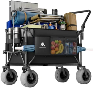 48 Inch Functional Push Pull Folding Wagon Cart with Rotating Handle and 9 Beach Tires for Camping and Beach Heavy 48 Inch Functional Push Pull Folding Wagon Cart with Rotating Handle and 9 Beach Tires for Camping and Beach Heavy