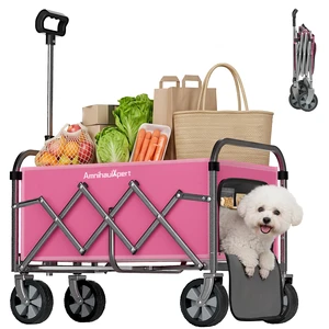 Foldable Wagon Cart with Wheels, Heavy Duty Collapsible Wagon Lightweight Utility Cart with Adjustable Handle All Foldable Wagon Cart with Wheels, Heavy Duty Collapsible Wagon Lightweight Utility Cart with Adjustable Handle All