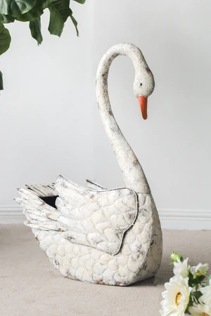 19.7 8.5 29.5 Inch Lightweight Swan Planter, Bird Figurine Planter for Flowers Distressed, White, Iron, Garden Pots 19.7 8.5 29.5 Inch Lightweight Swan Planter, Bird Figurine Planter for Flowers Distressed, White, Iron, Garden Pots