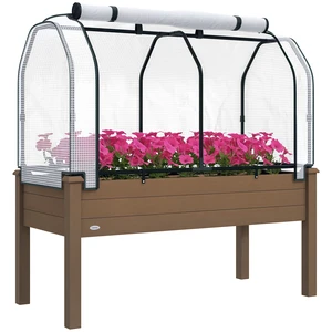Raised Garden Bed with Greenhouse Cover Outdoor Elevated Wood Planter Box for Herbs and Vegetables, Use for Patio 48 Raised Garden Bed with Greenhouse Cover Outdoor Elevated Wood Planter Box for Herbs and Vegetables, Use for Patio 48